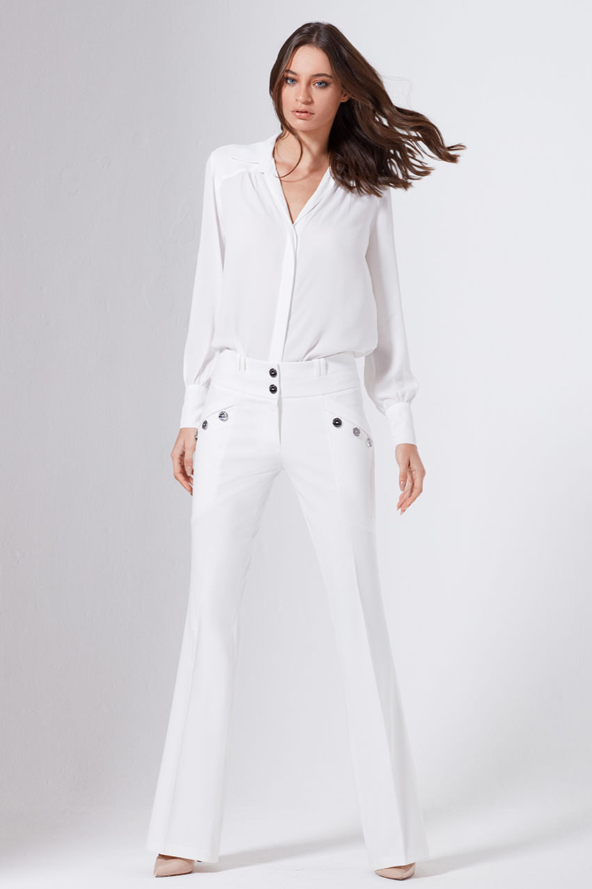 Calça Alfaiataria Cos Duplo Com Botoes - Off White