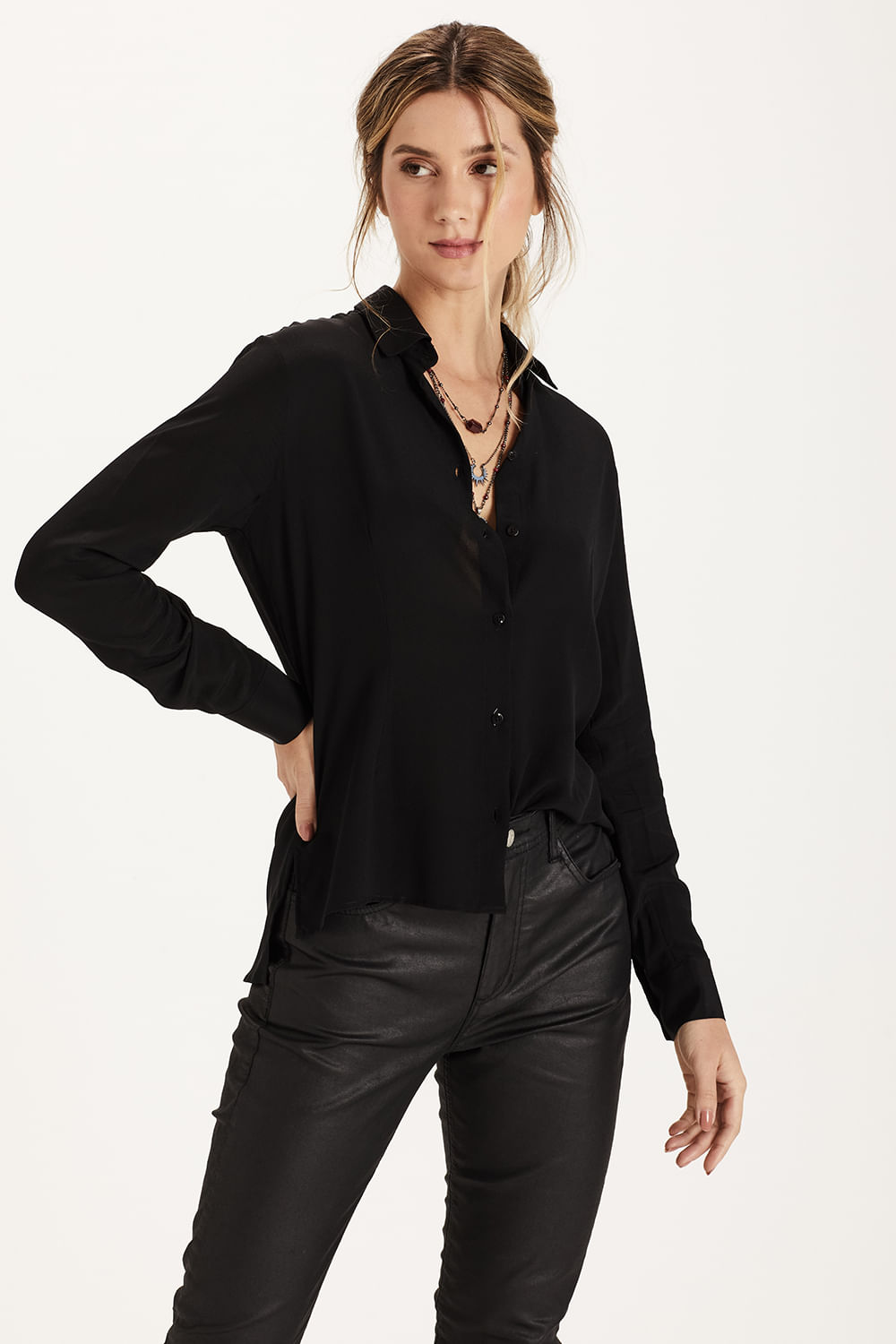 Camisa Seda - Preto