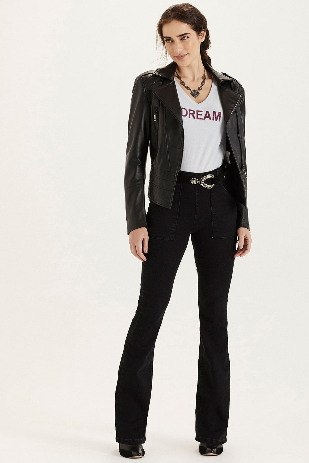 Calca Jeans Isa Pockets - Preto