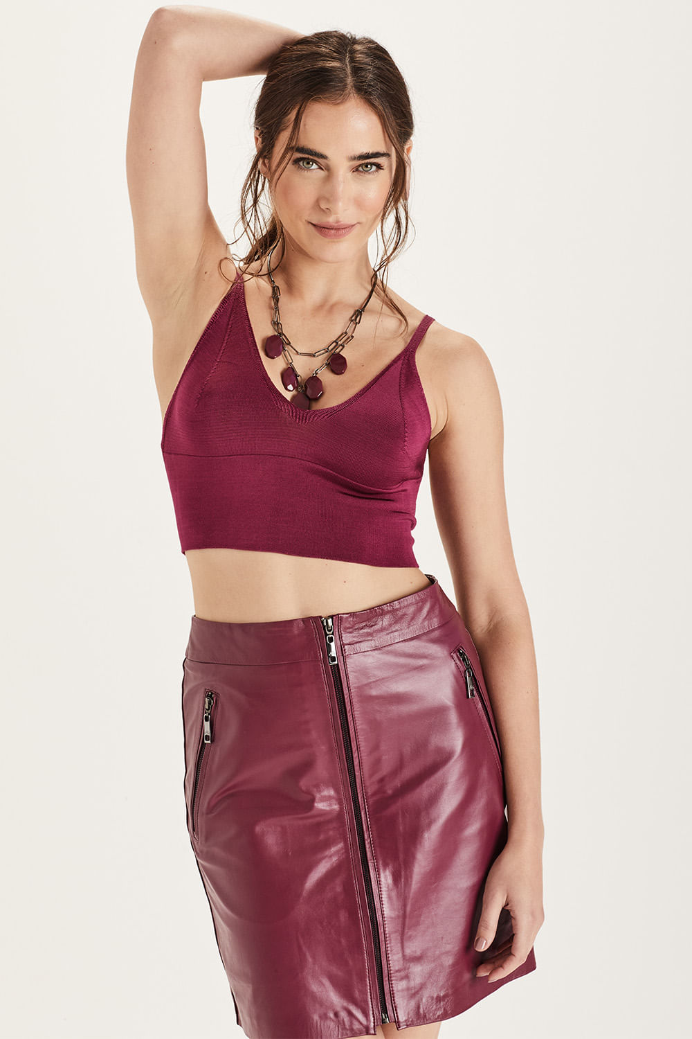 Top Tricot Cropped Color - Cherry Blossom