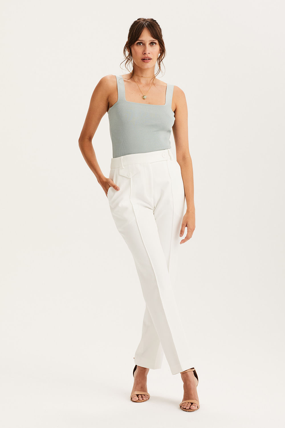 Calça Alfaiataria Cigarreti Rafaela - Off White