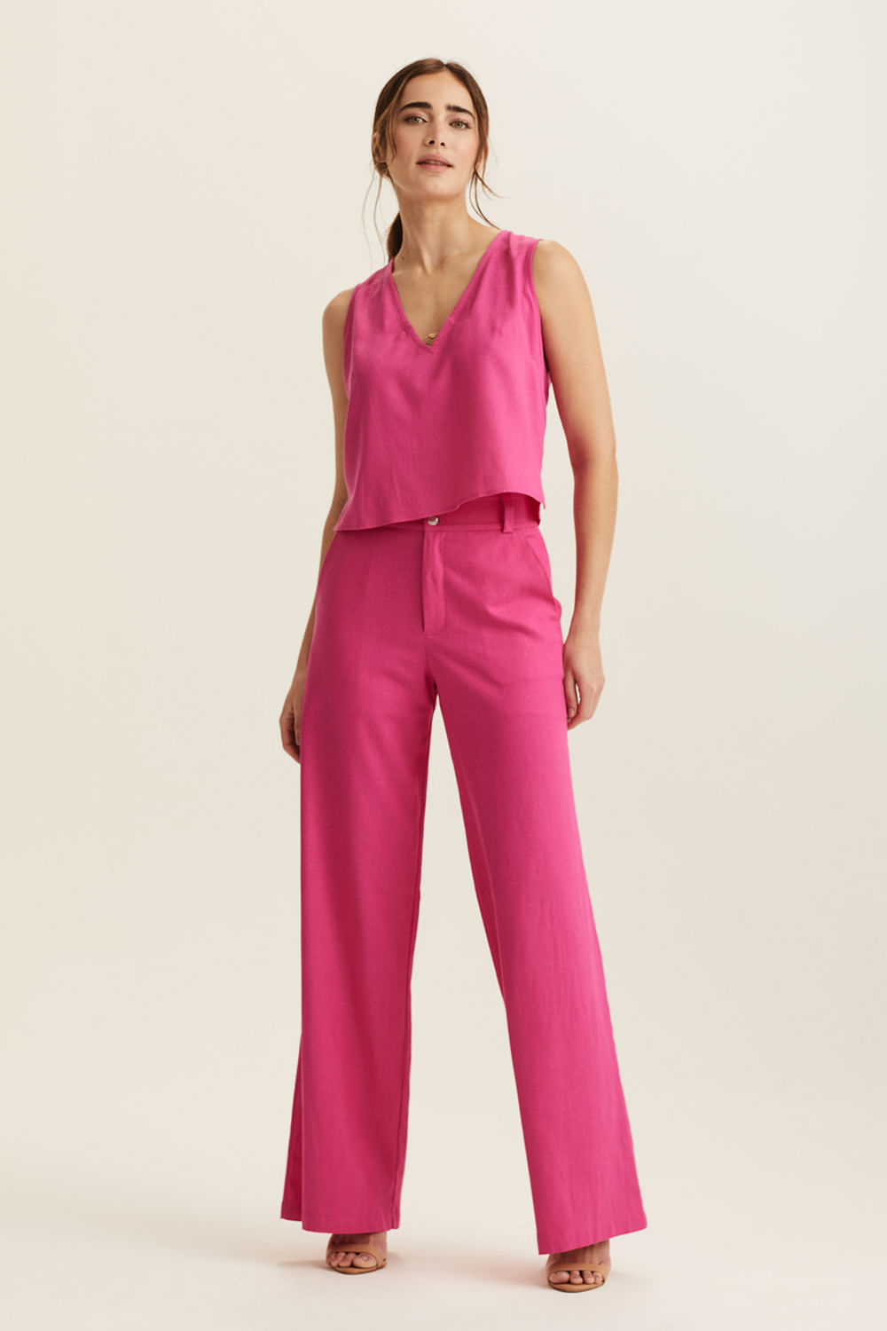 Calca Casual Reta Gloria - Pink