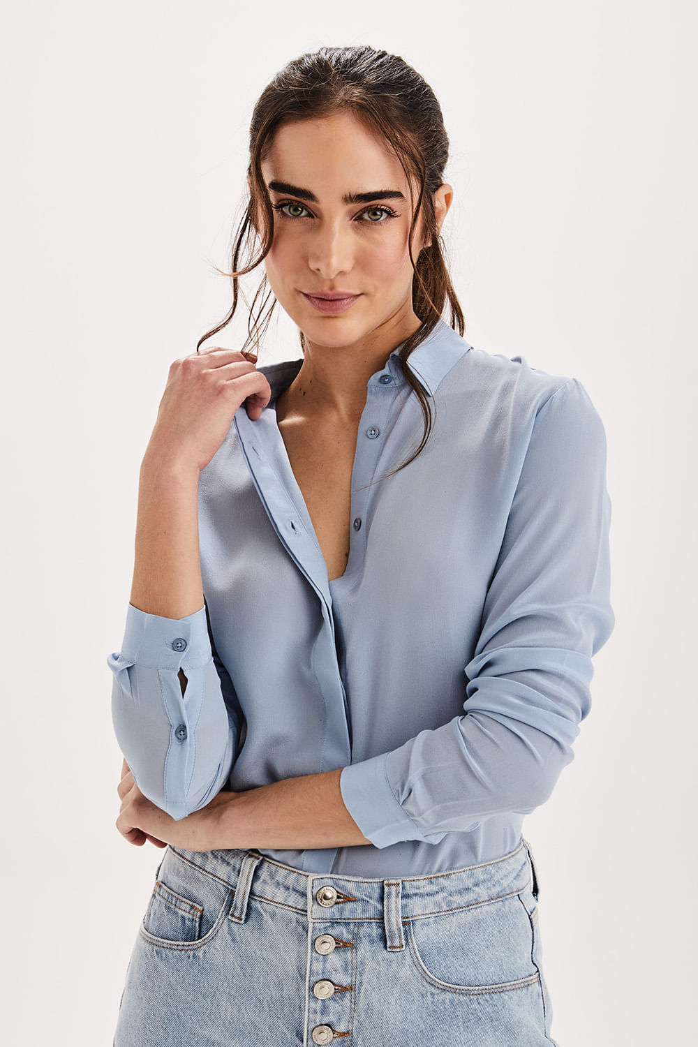 Camisa Seda Isis - Azul