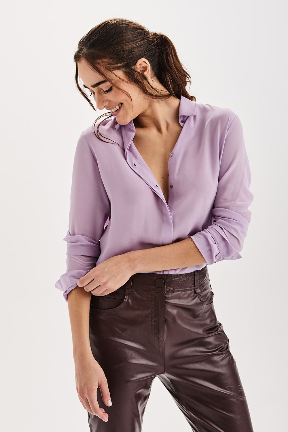 Camisa Seda Isis - Lilas