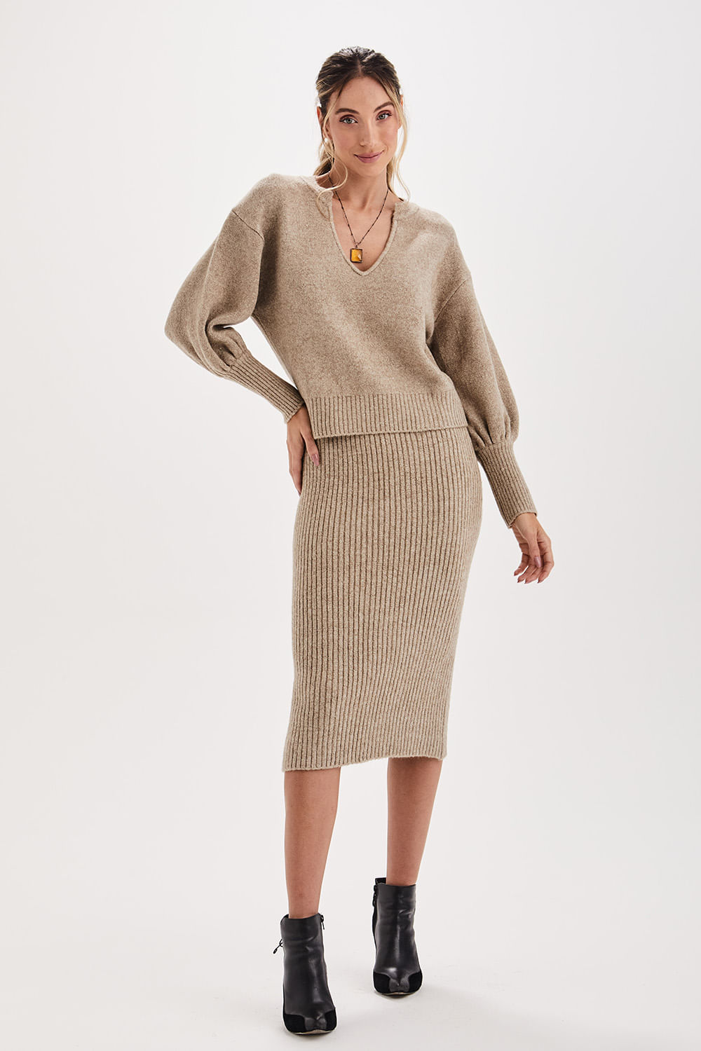Saia Tricot Comfy Canelada - Bege