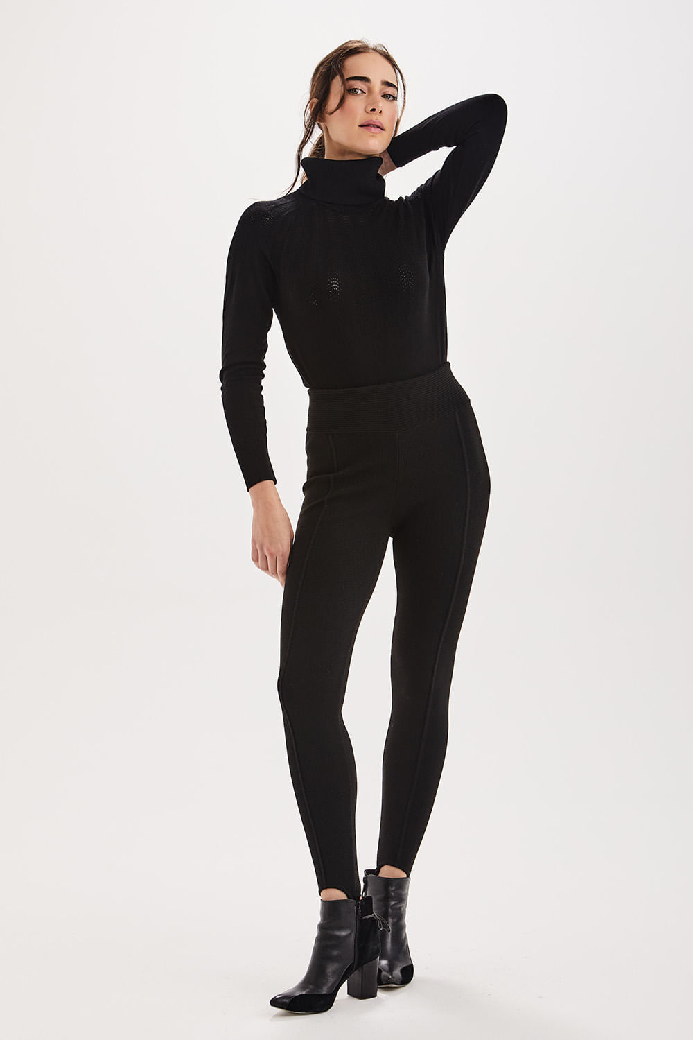 Calca Tricot Legging Power Lycra - Preto