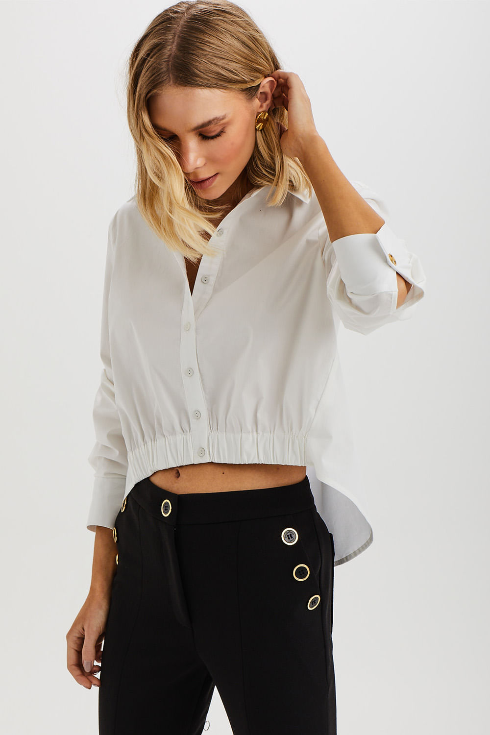 Camisa Fashion Ml Mullet Tricoline - Branco