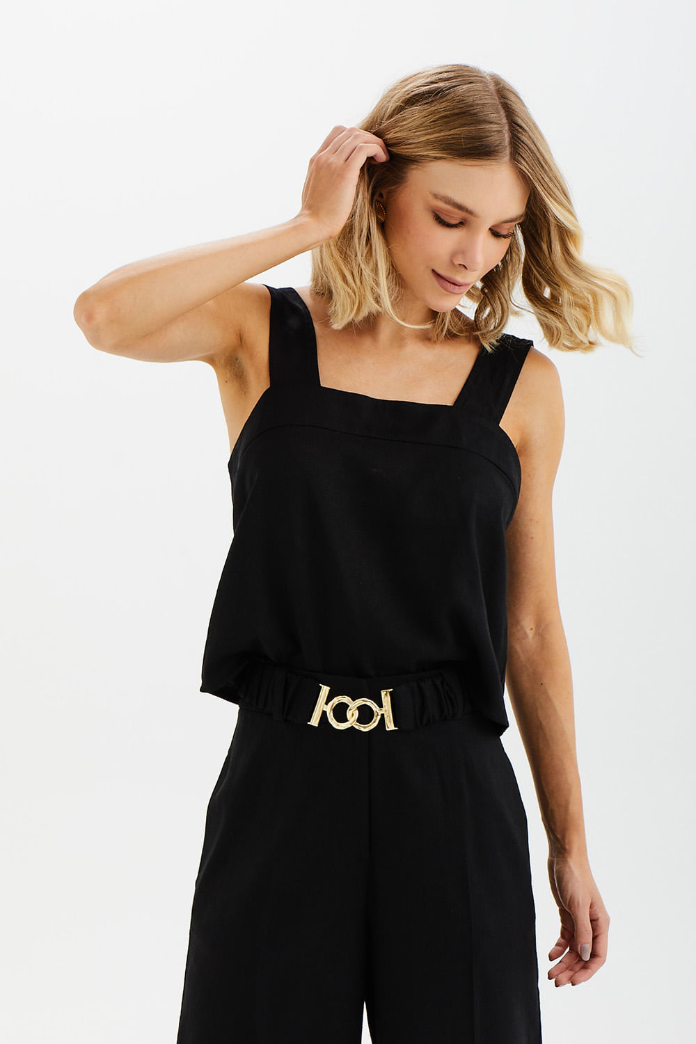 Blusa Fashion Sem Manga Gio - Preto