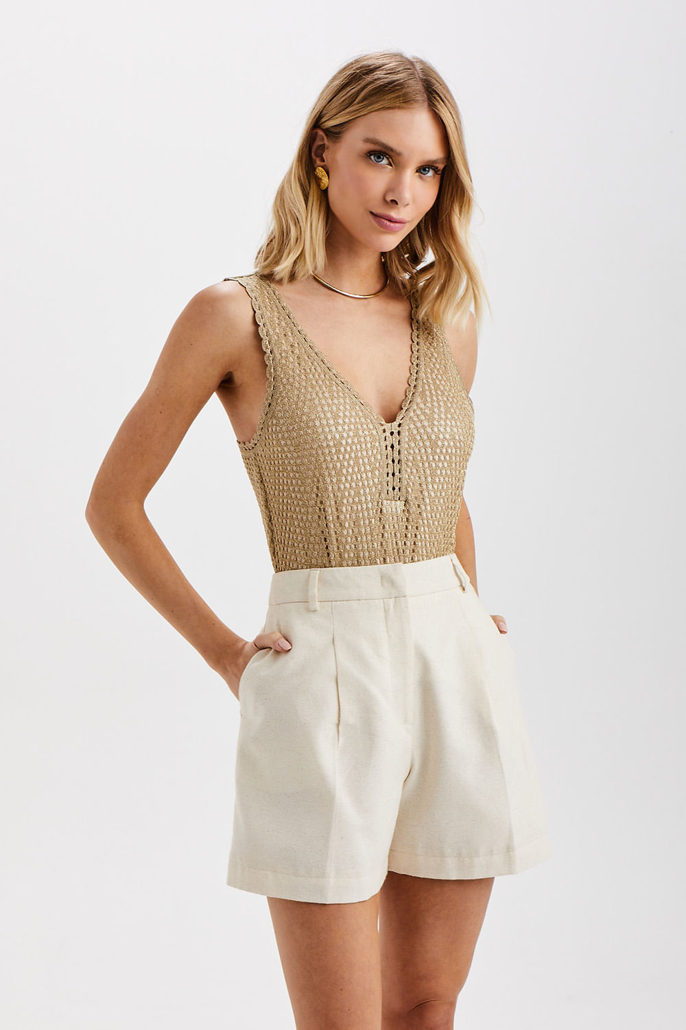Shorts Alfaiataria Catherine - Manteiga