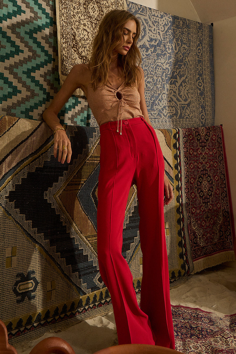 Calca Alfaiataria Pantalona Juliana - Vermelho