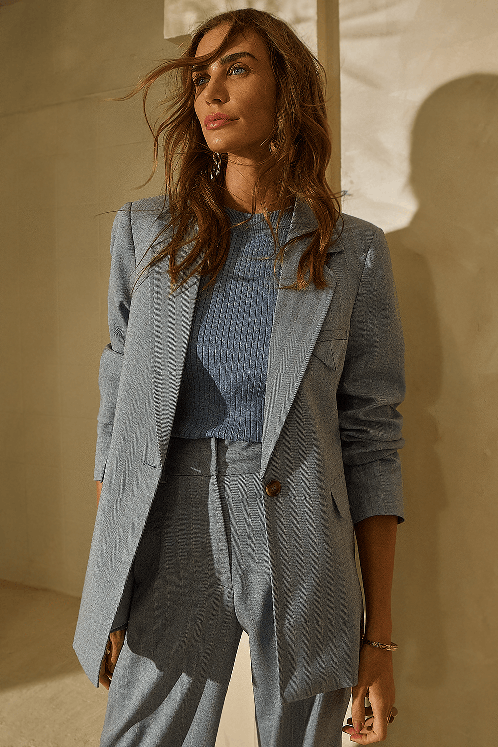Blazer Alfaiataria Longo Barbara - Azul.