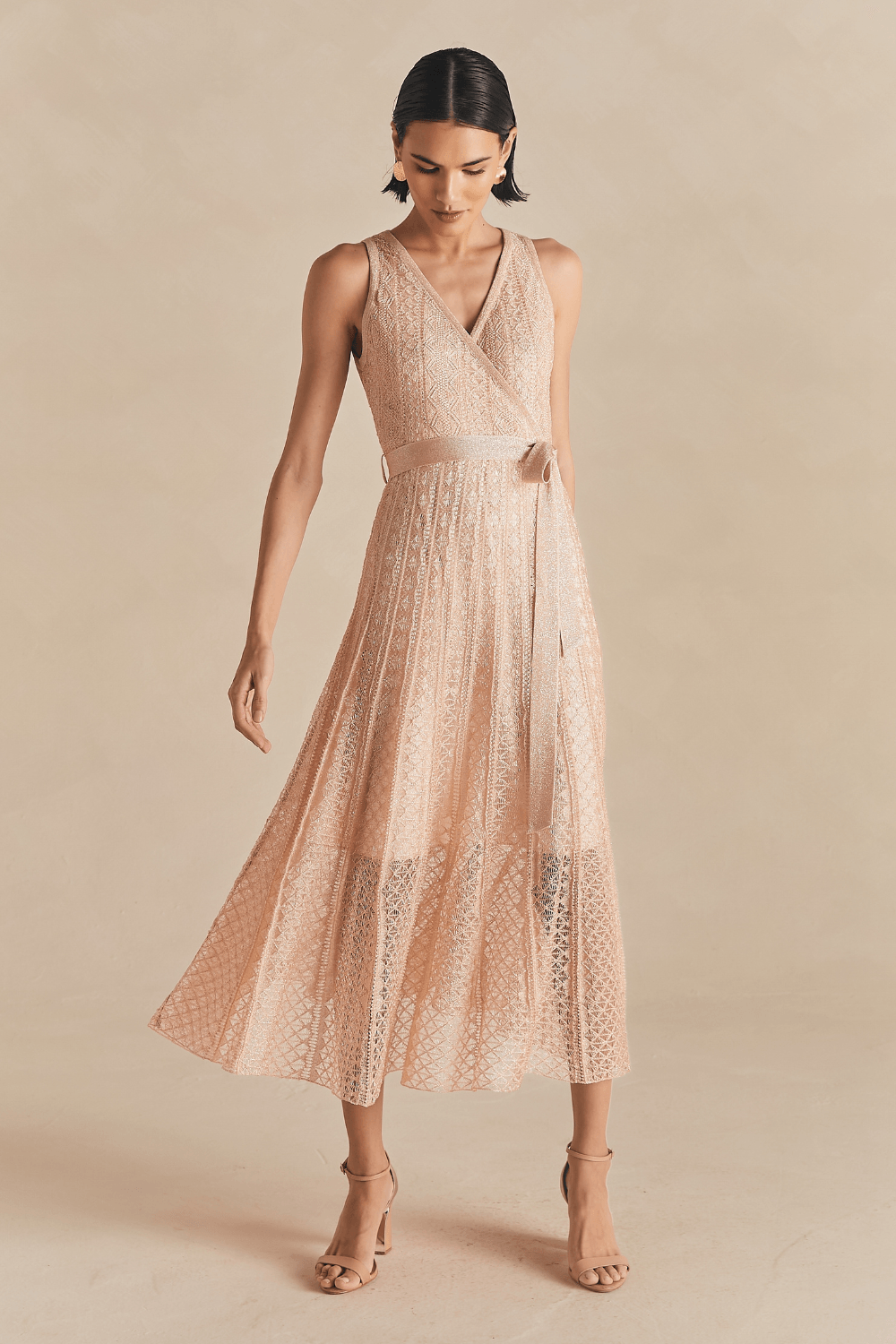 Vestido Tricot Cachecouer Ava Rendado - Bege Avela