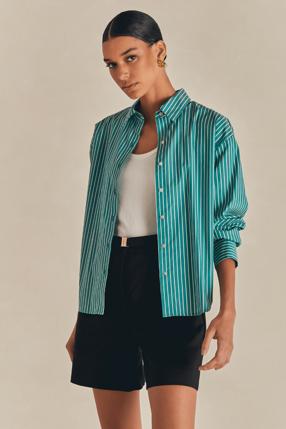 Camisa Casual Ml Listrada Eleonor - Verde Livorno