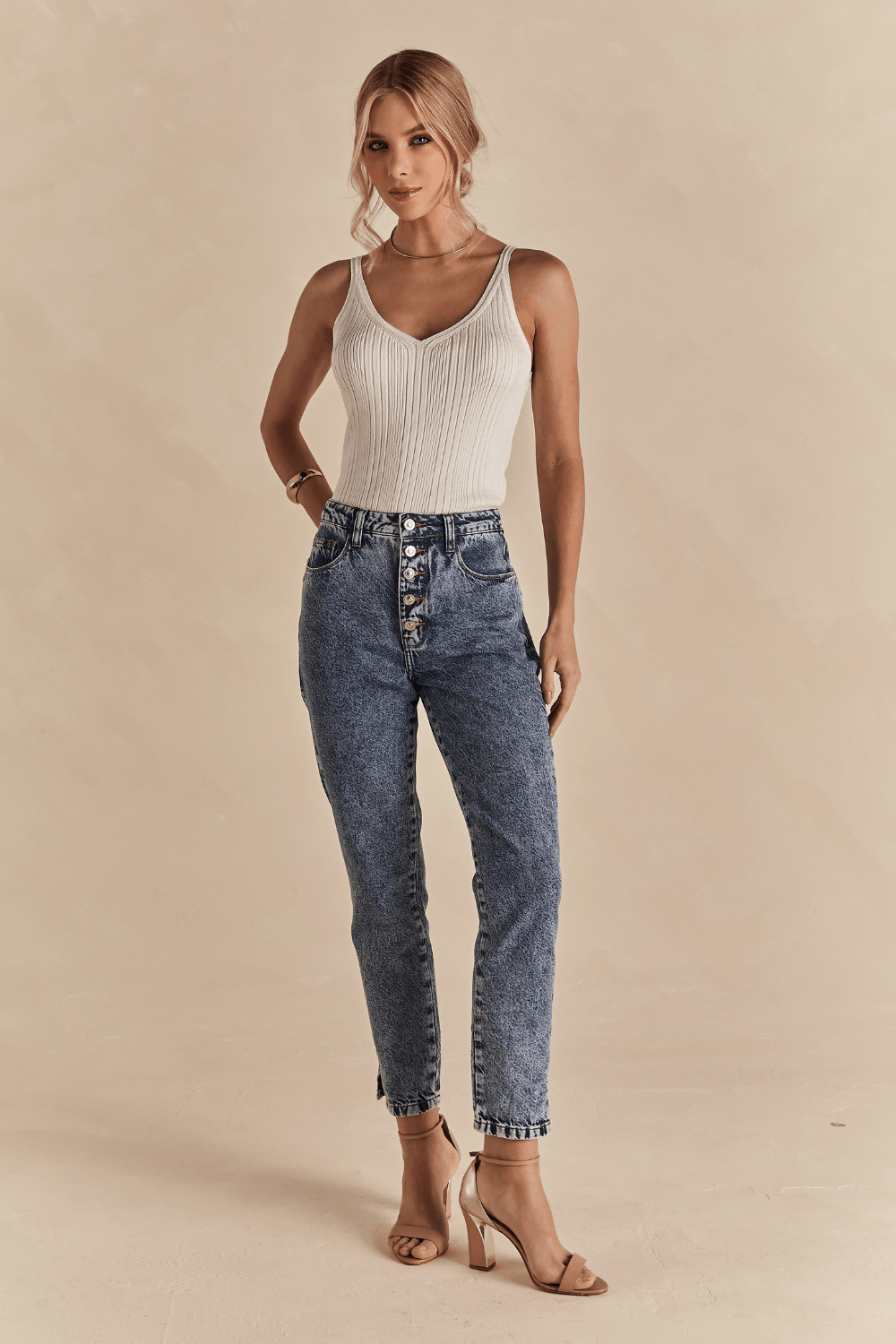 Calça Jeans Paullie Botões - Jeans