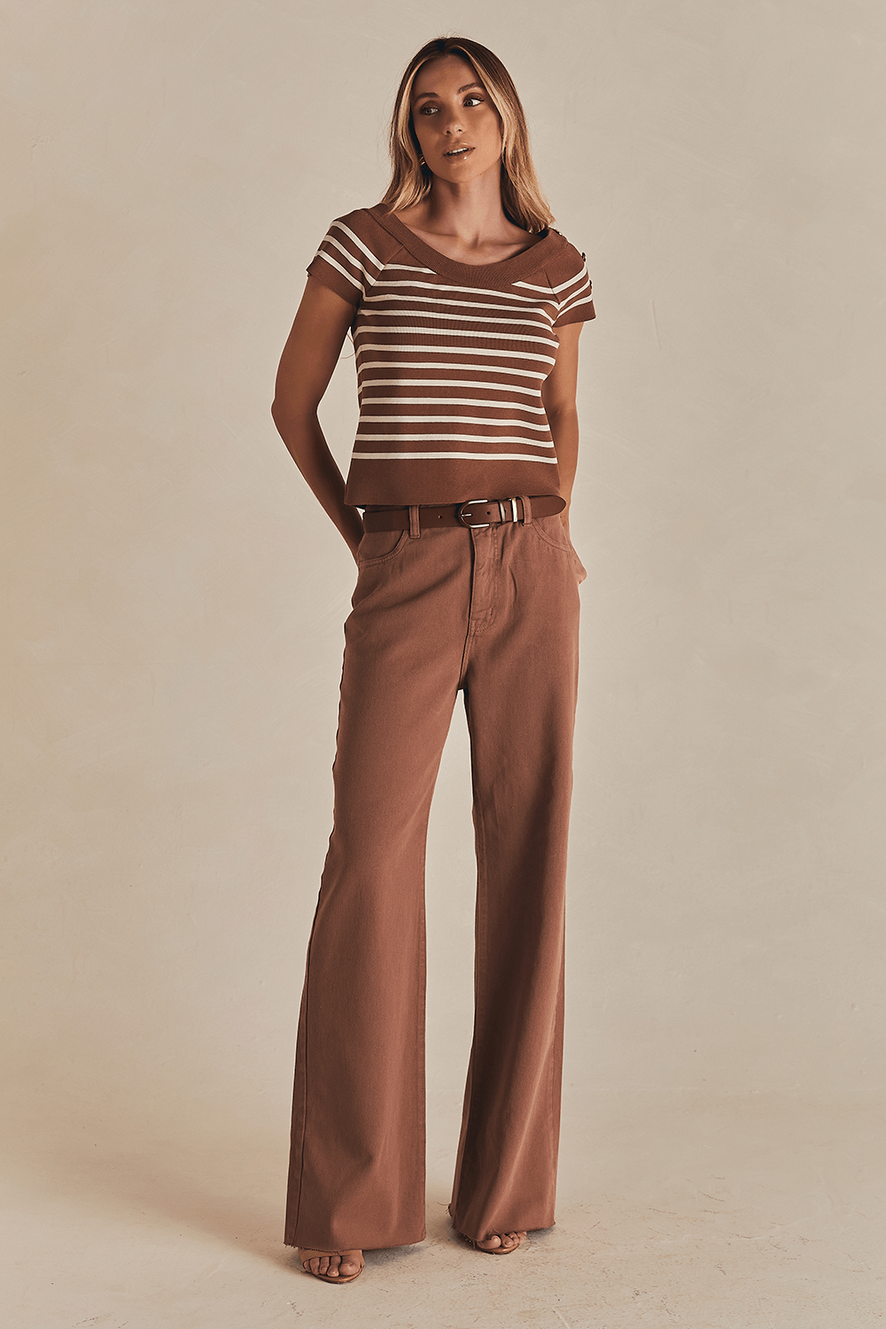 Calça Jeans Olivia Reta - Marrom Nocciola