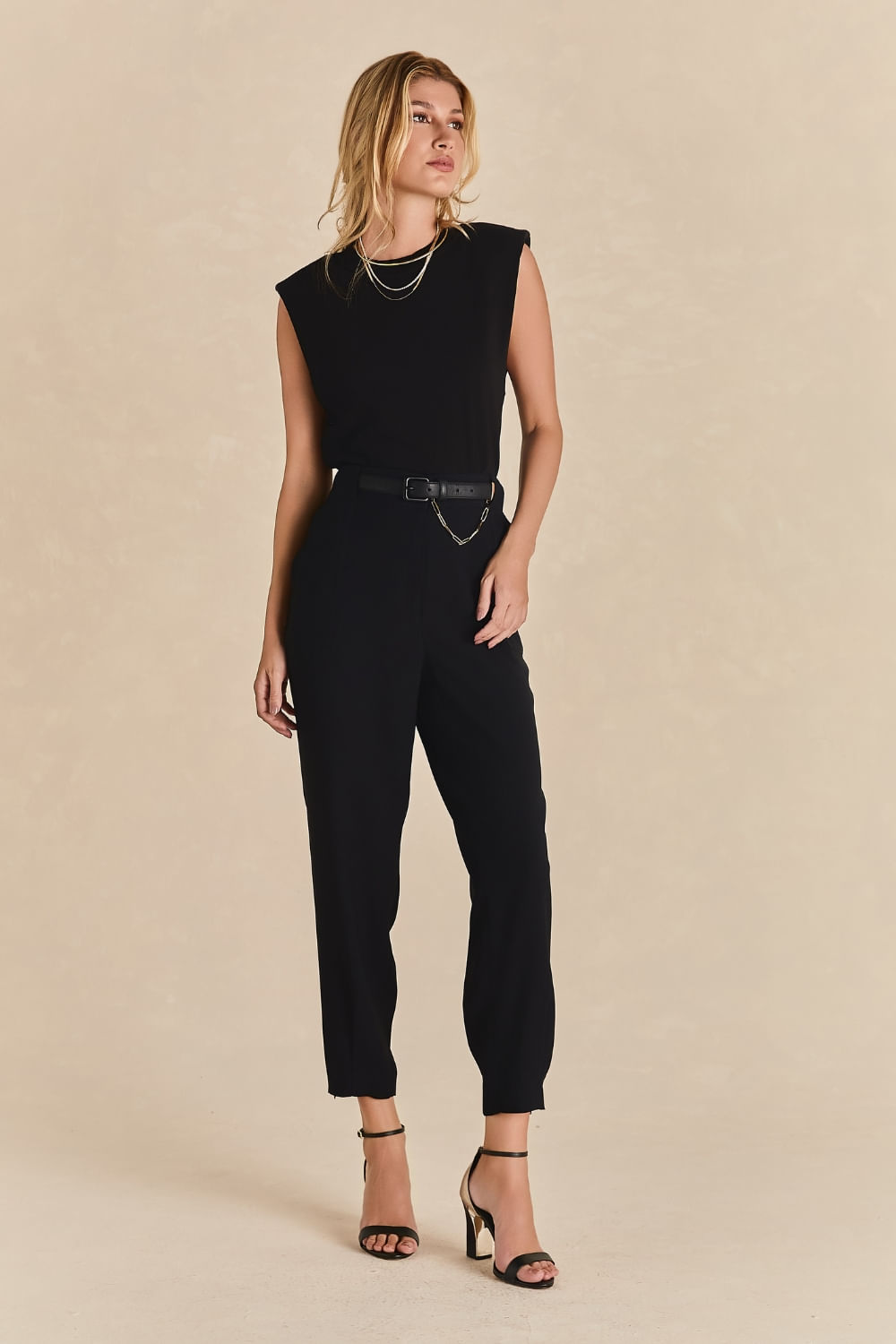 Calça Alfaiataria Com Ziper Meire - Preto