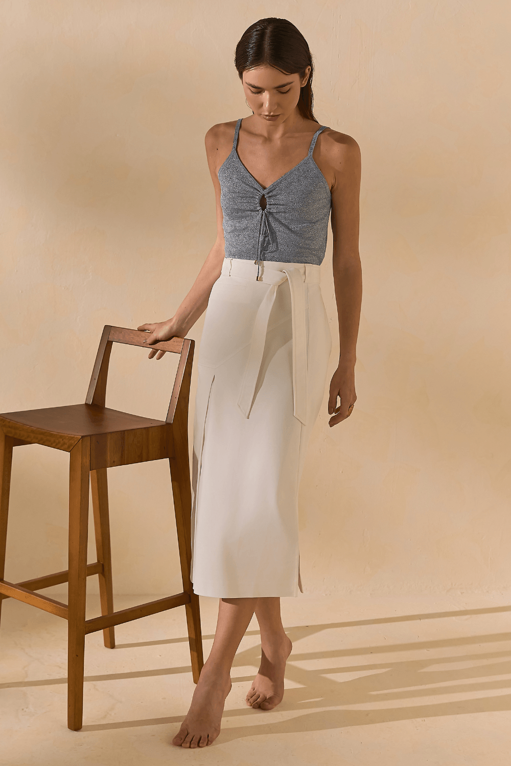 Saia Alfaiataria Assimetrica - Off White