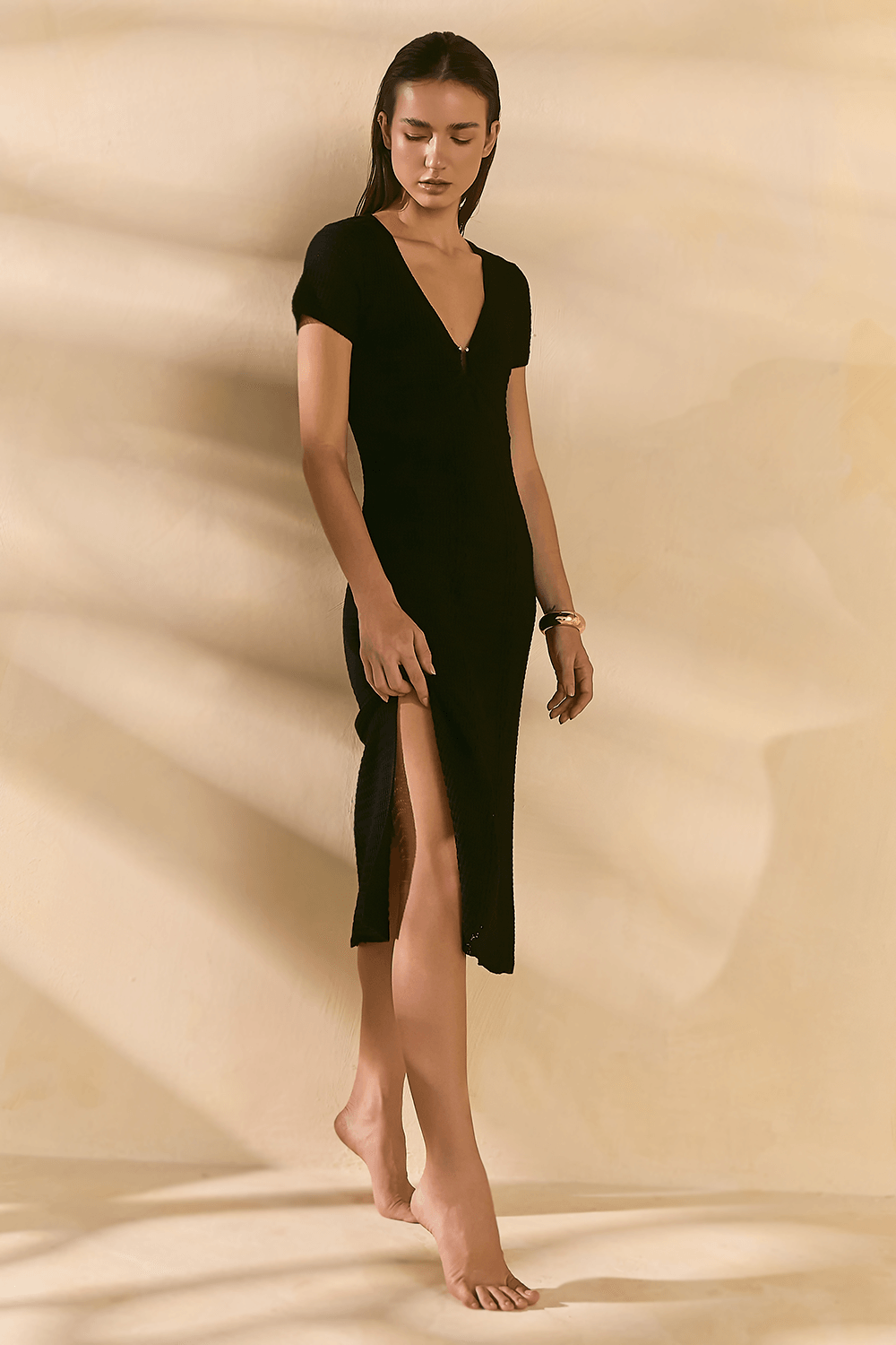 Vestido Tricot Summer Rendado - Preto