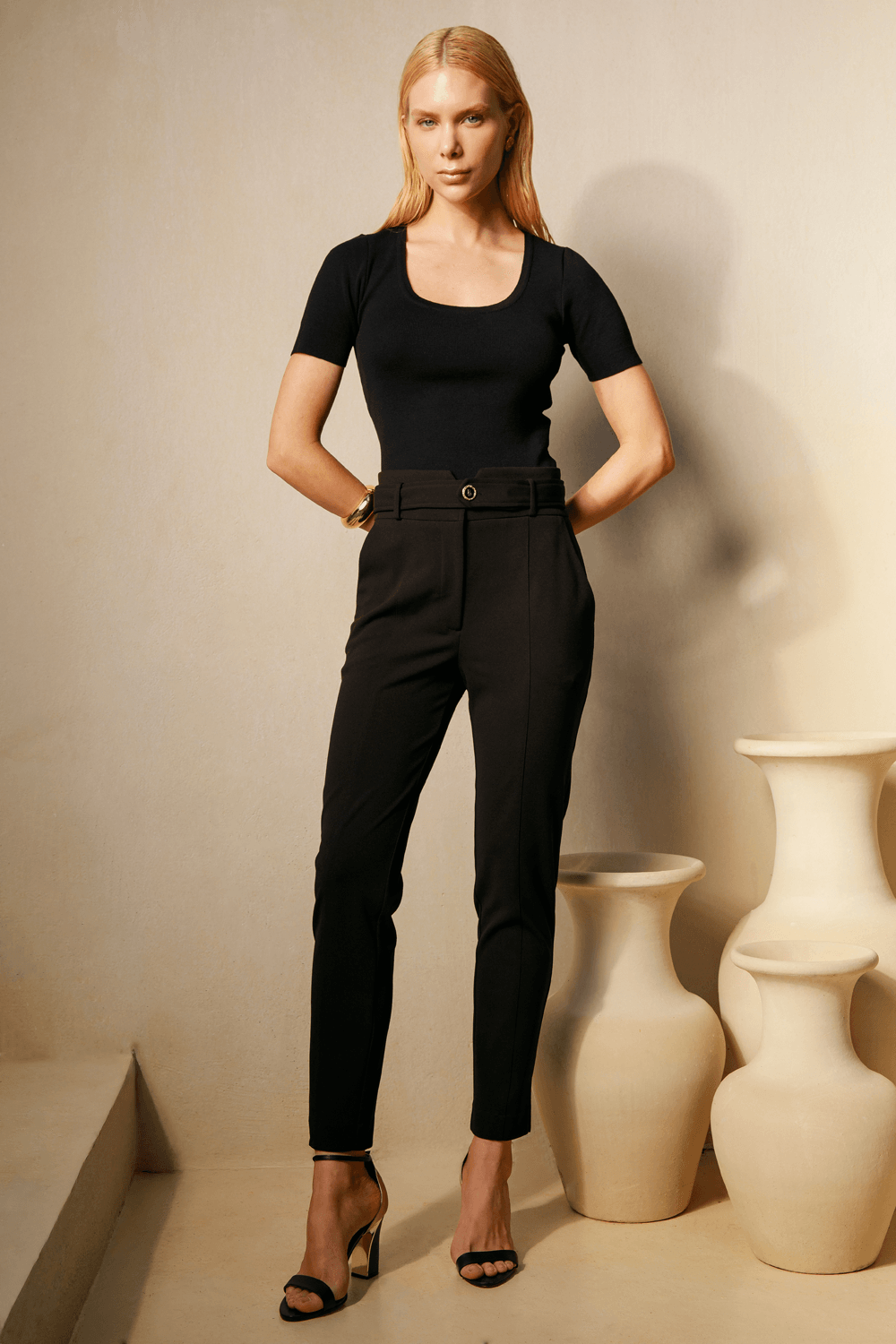 Calça Malha Livia Com Cinto - Preto
