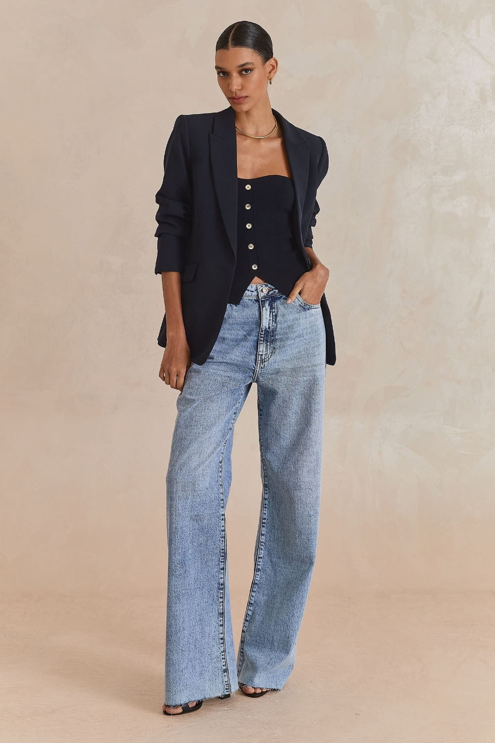 Calça Jeans Wide Leg Veridiana - Azul.