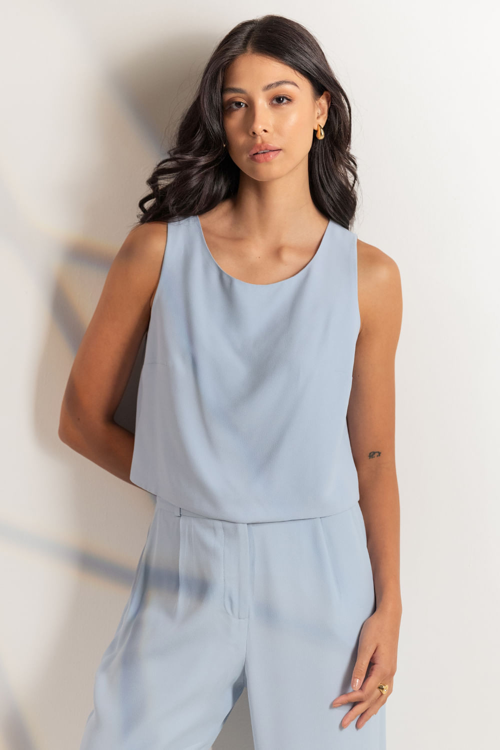 Blusa Crepe Paloma - Azul Claro