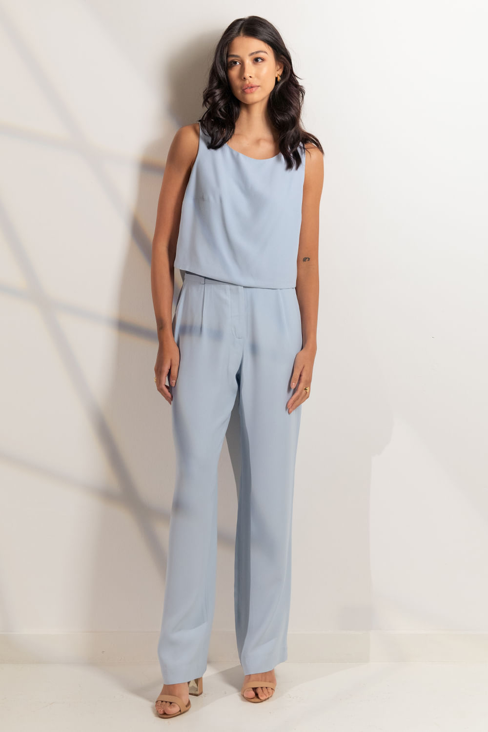 Calça Reta Crepe Paloma - Azul Claro