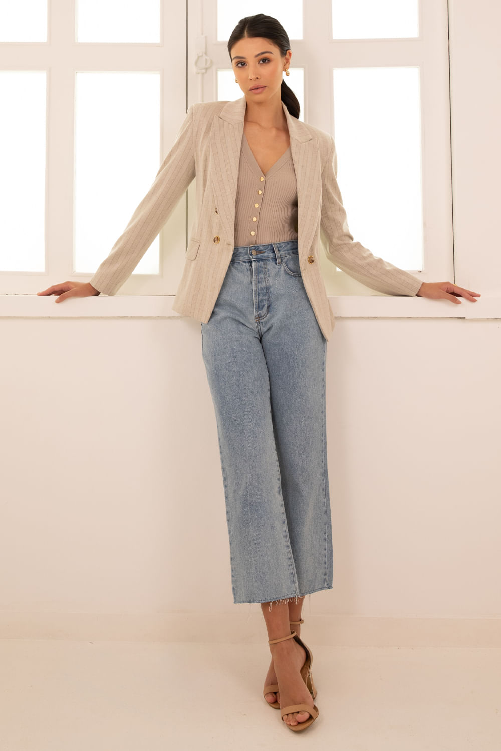 Calca Jeans Reta - Azul