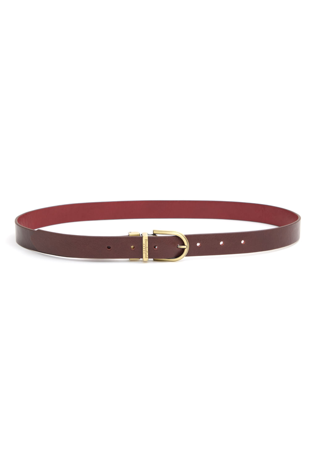 Cinto Duplo Liso - Marrom/Vermelho