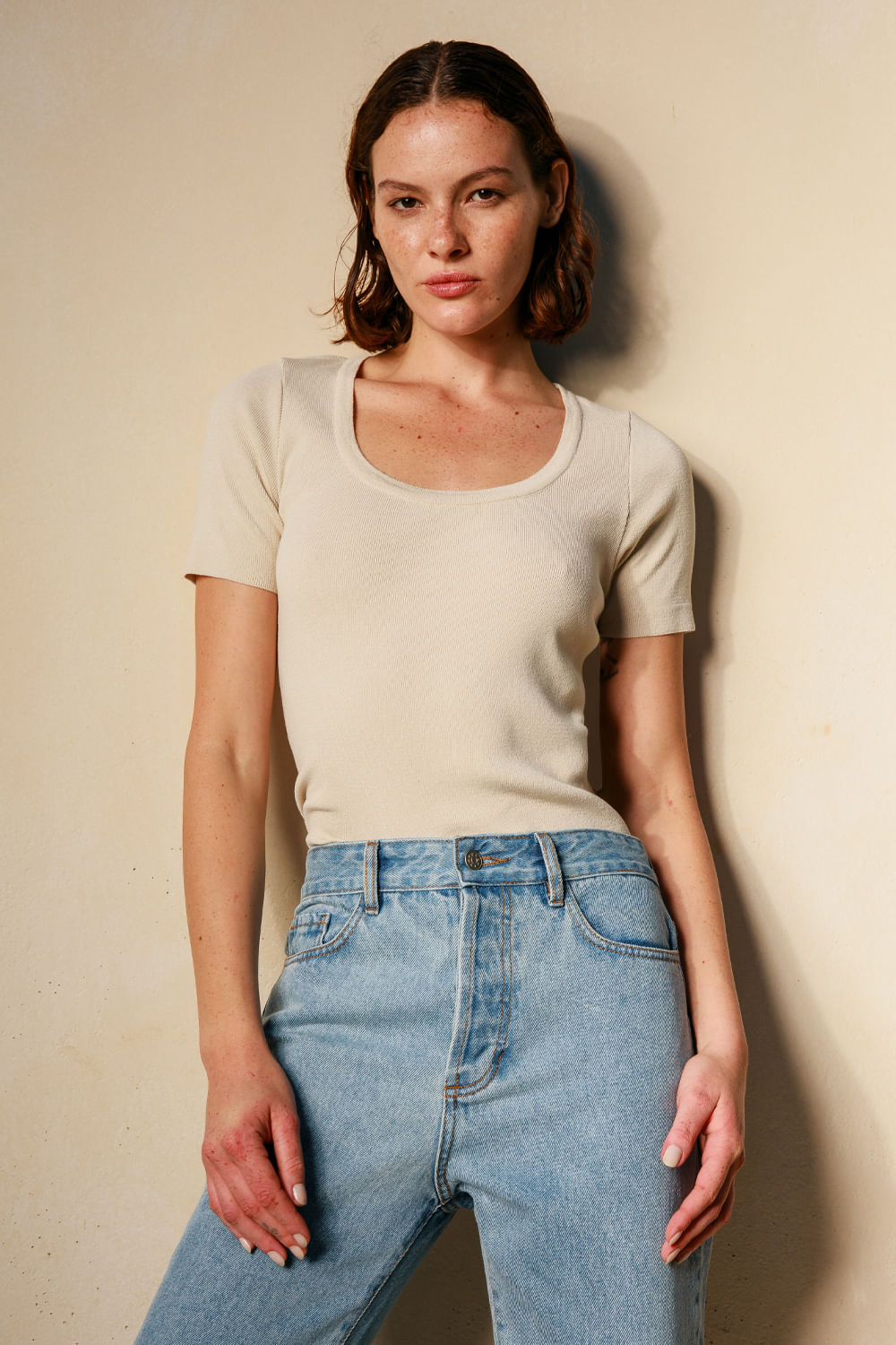 T-Shirt Tricot Bia Color - Areia