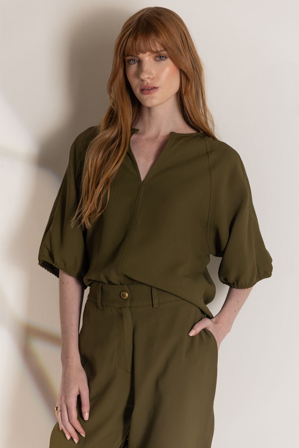 Blusa Manga Bufante Isis - Verde Oliva