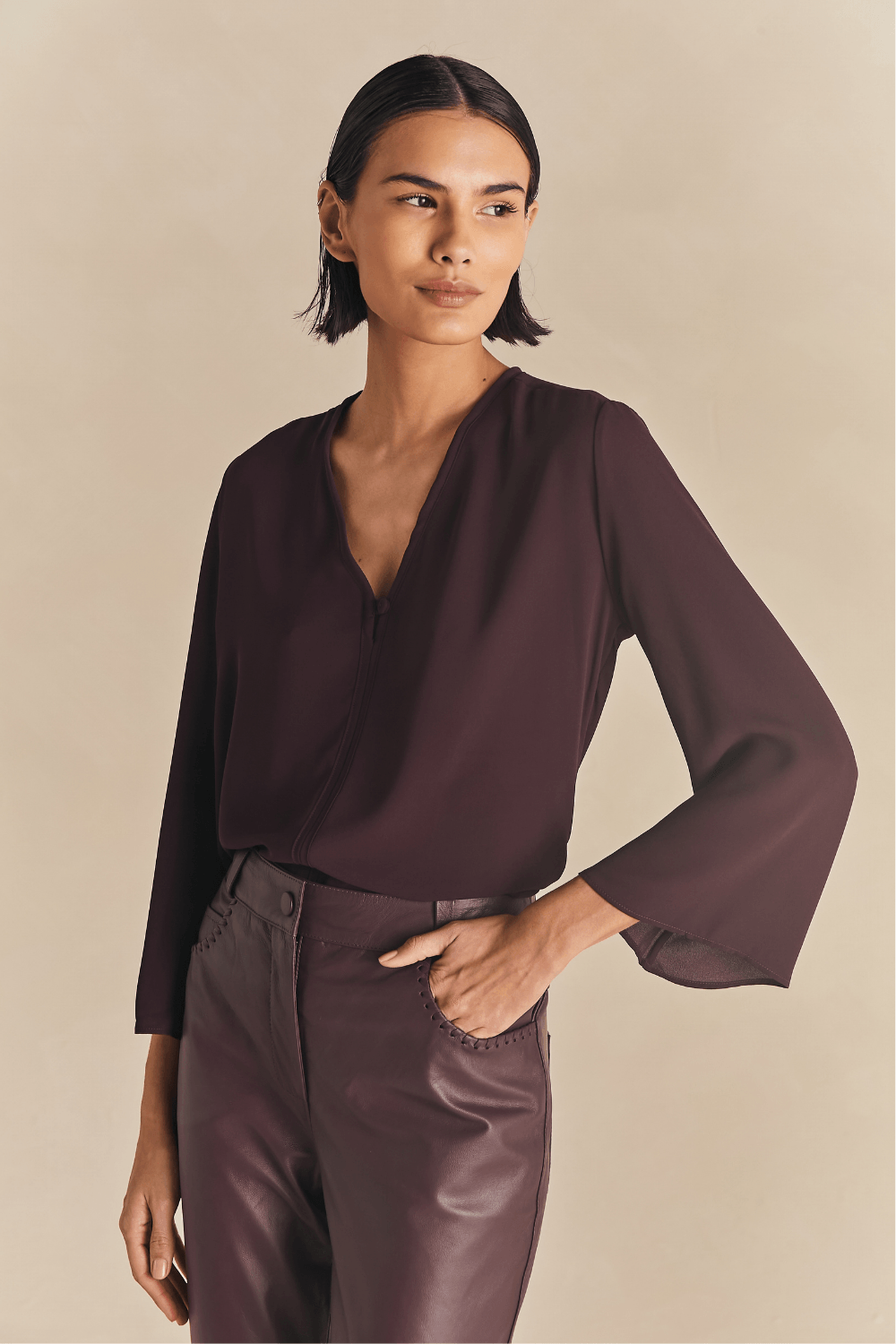 Blusa Chic Manga Longa Camile - Uva Syrah