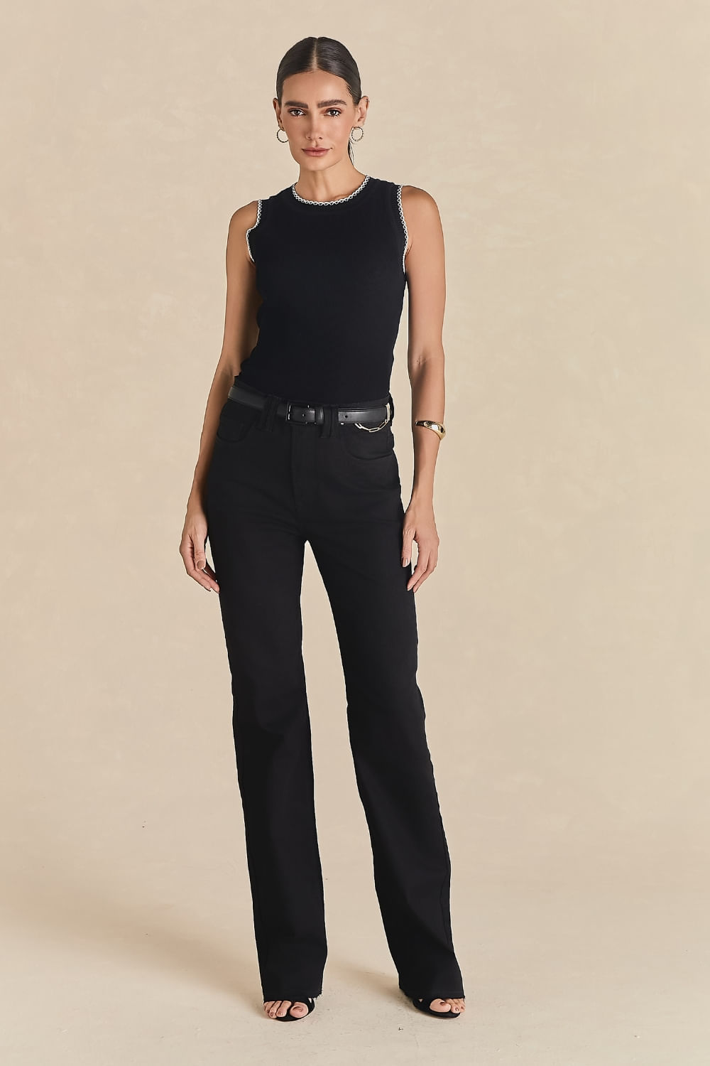 Calça Jeans Barra Fio Black - Preto