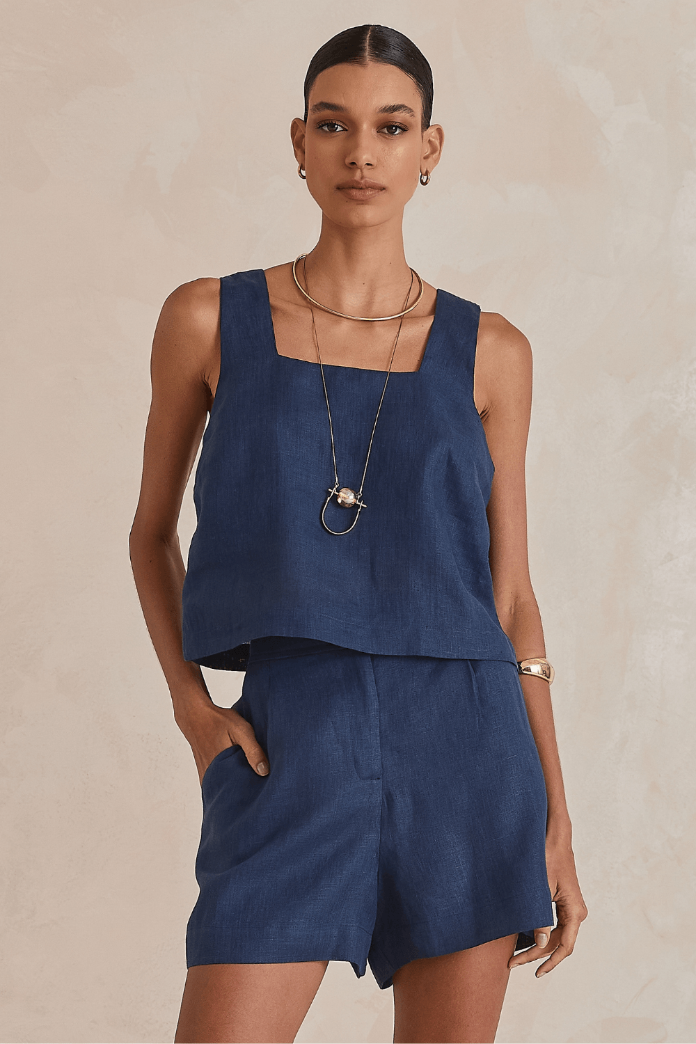 Blusa Linho Flora - Marinho