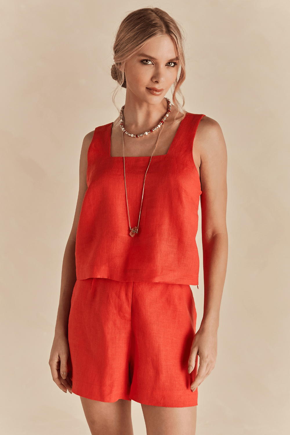 Blusa Linho Flora - Vermelho Fragoline