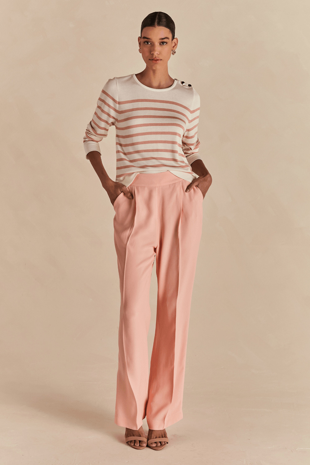 Calca Alfaiataria Pantalona Lici - Pessego Frizz