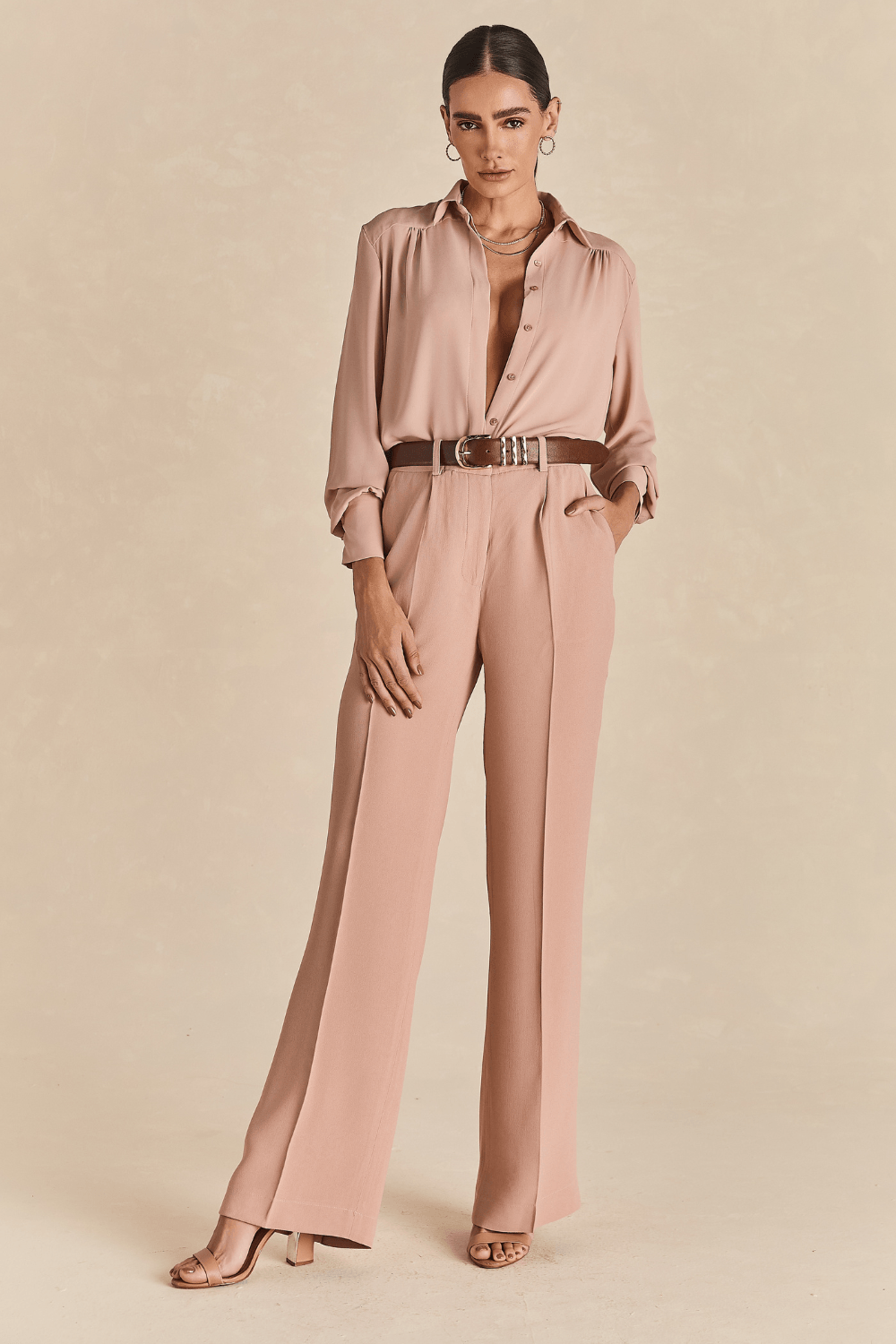 Calça Alfaiataria Pantalona Julia - Camelo