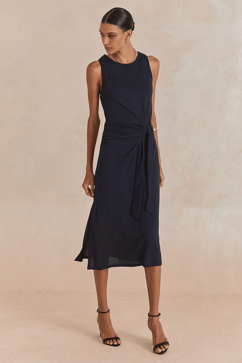 Vestido Tricot Amarracao Drape - Marinho