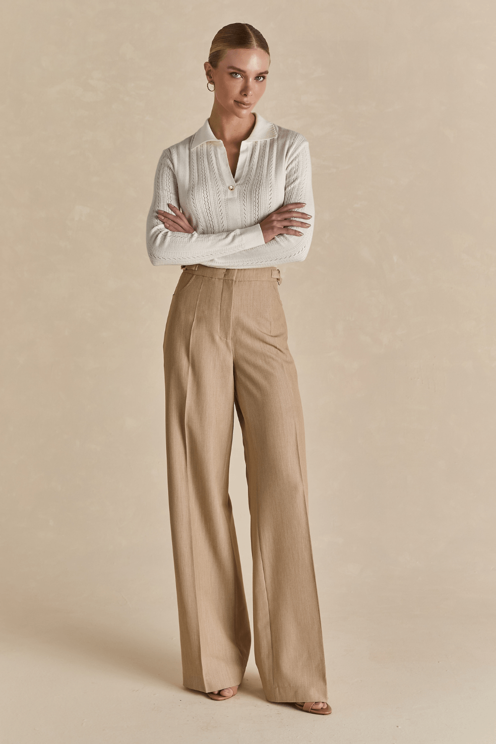 Calça Alfaiataria Com Fivela Anne - Camelo