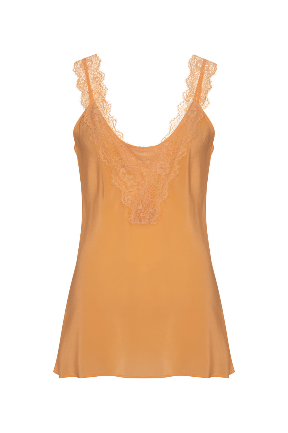 Regata Seda Com Renda Iris - Laranja Apricot