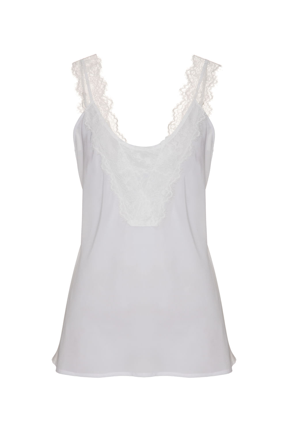 Regata Seda Com Renda Iris - Branco