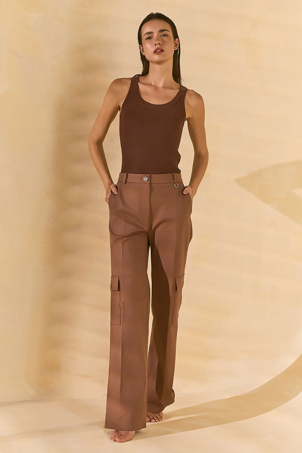 Calça Reta Com Bolsos Cargo - Fendi