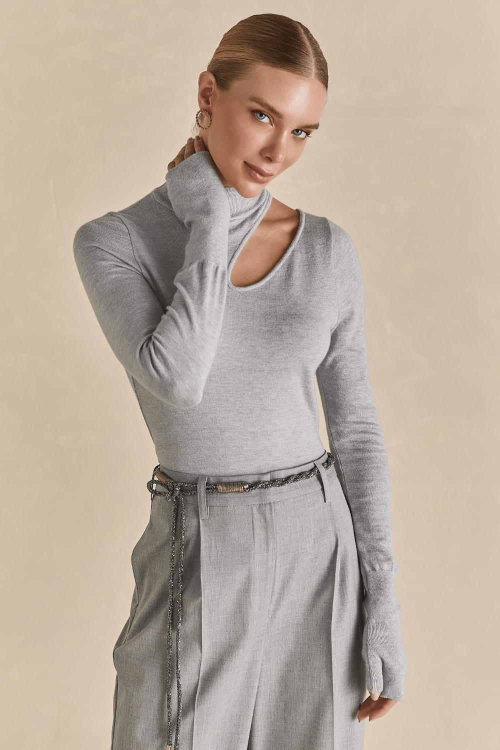 Blusa Tricot Cut Out Luvinha - Cinza