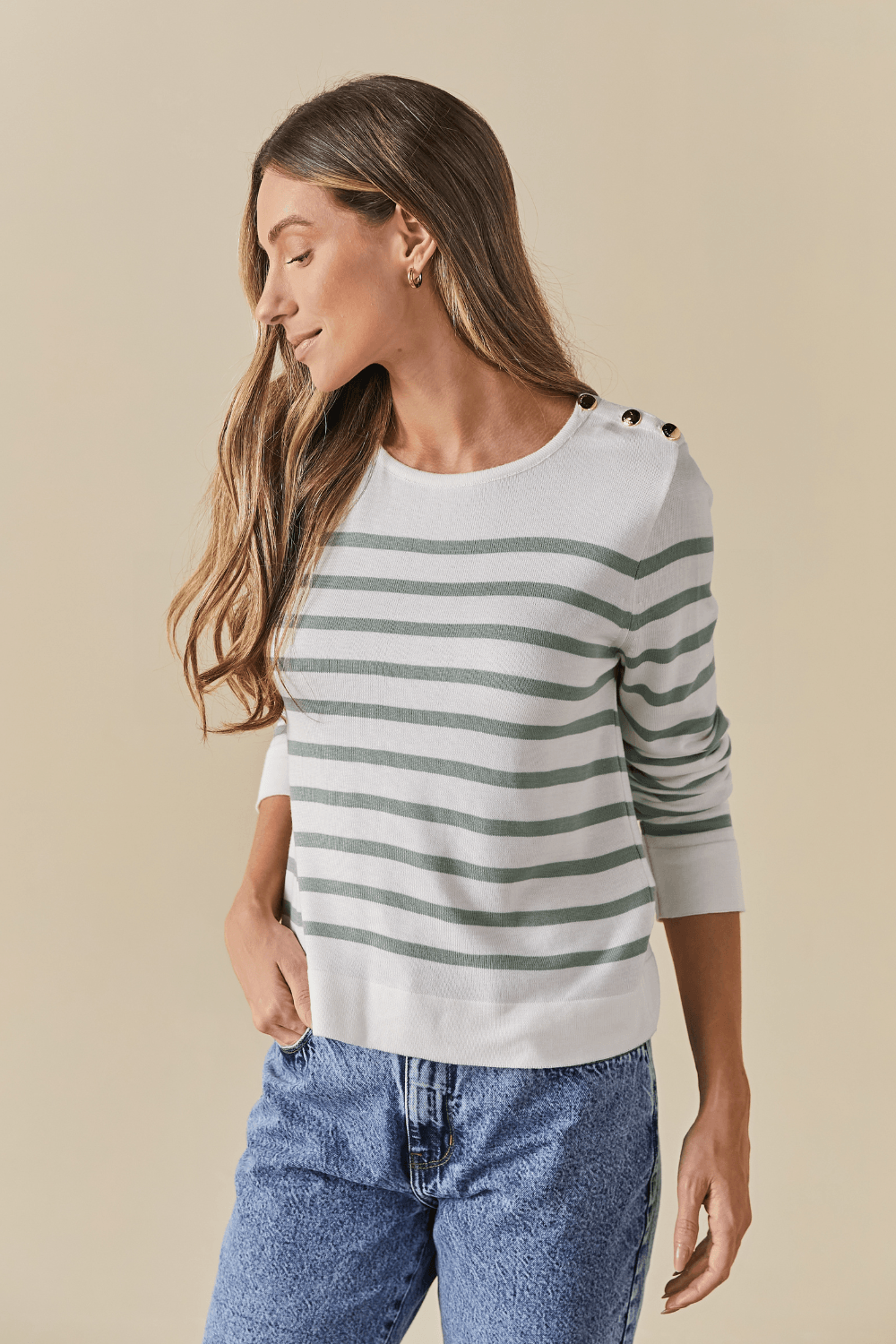 Blusa Tricot Iris Listrado Color - Verde Claro
