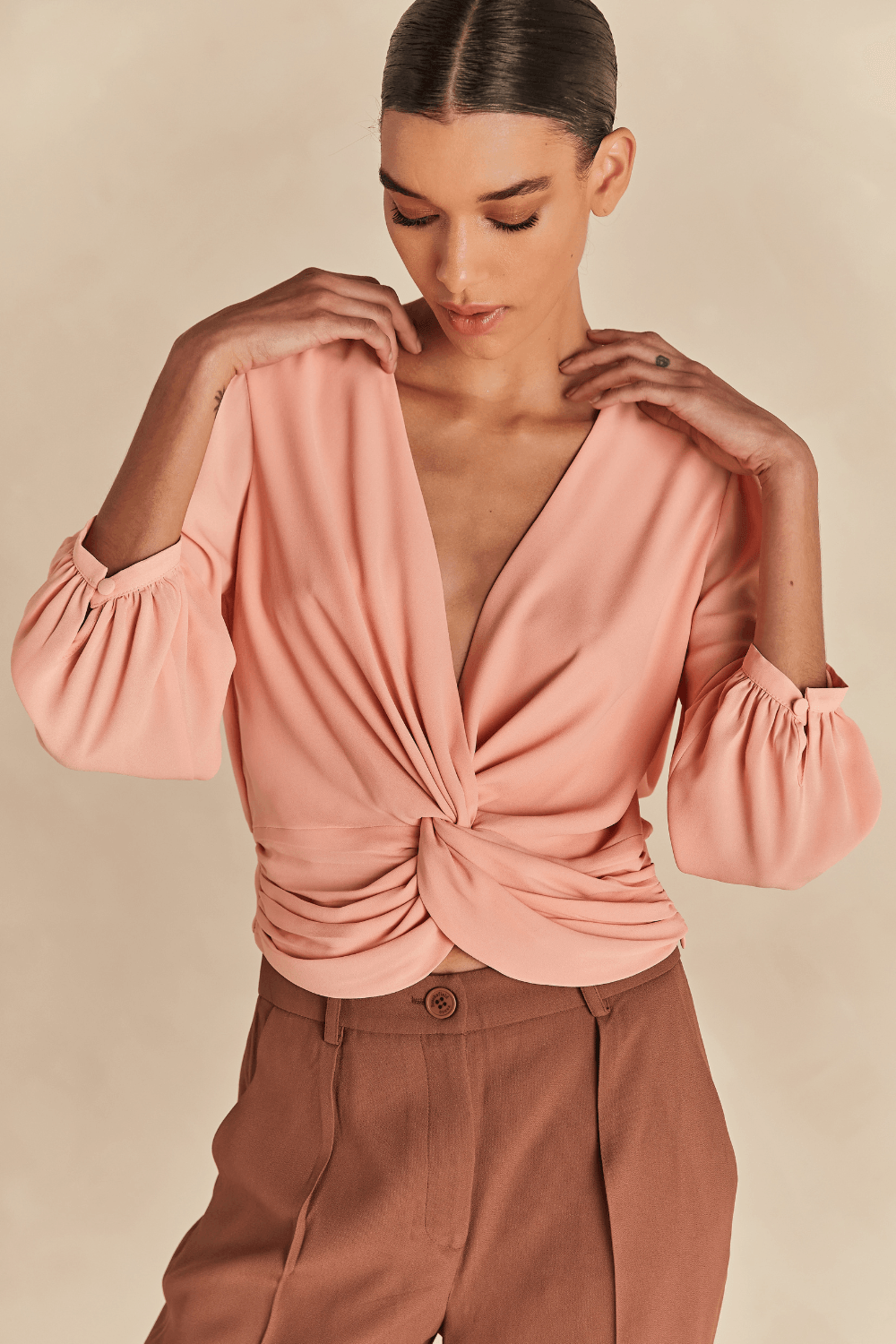Blusa Chic Manga 7/8 Lua - Pessego Frizz
