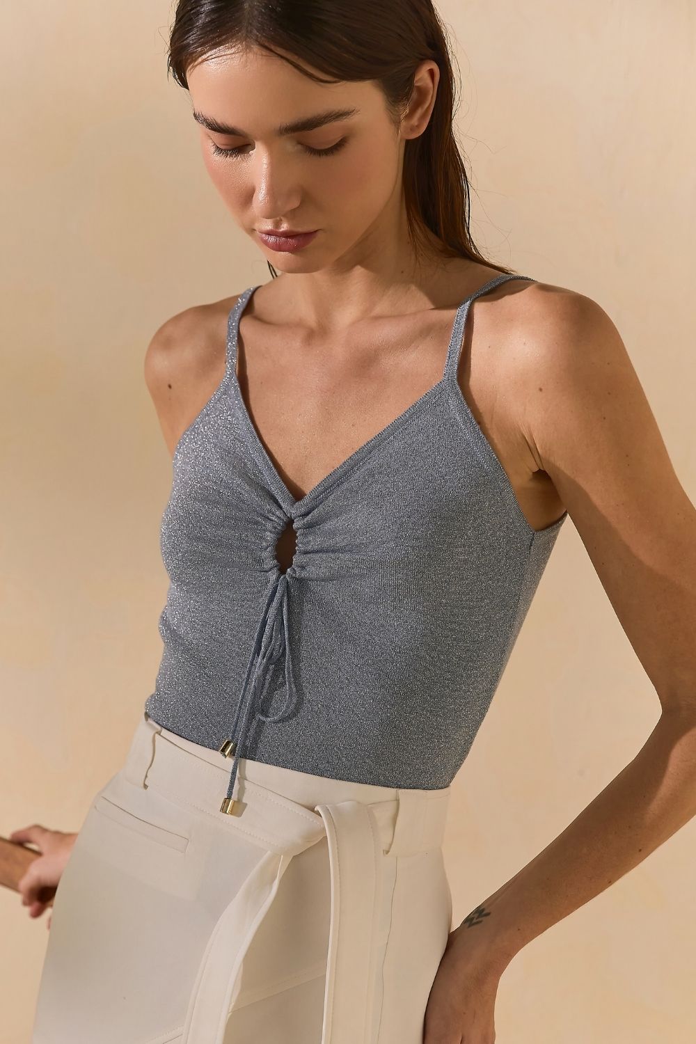 Regata Isis Tricot C/ Amarracao - Azul Ceramica