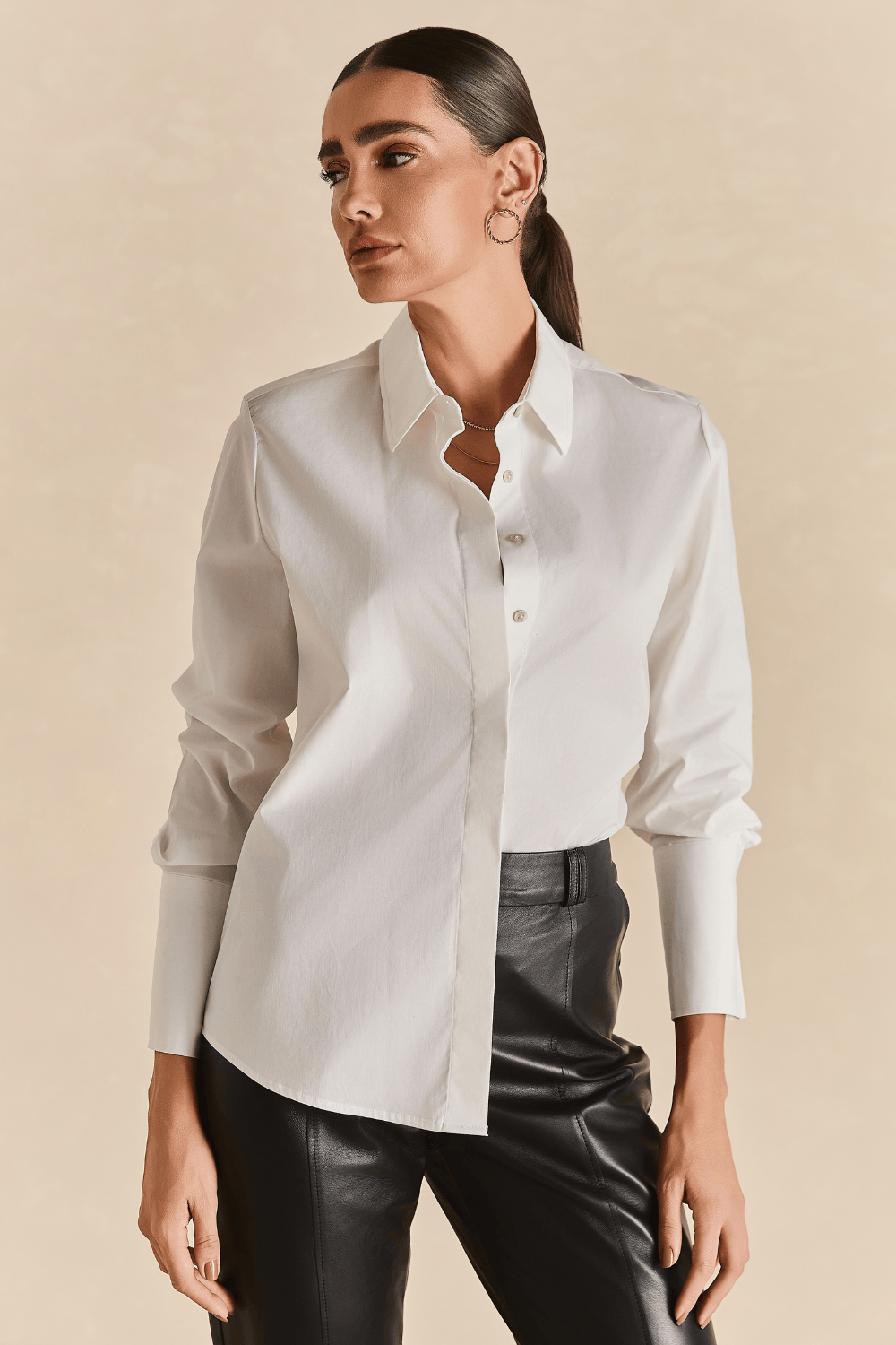 Camisa Tricoline Com Abotoadura - Branco