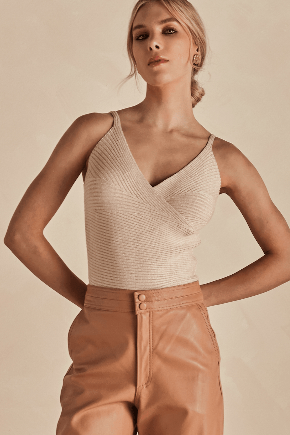 Regata Tricot Sofia Com Lurex - Bege Macadamia