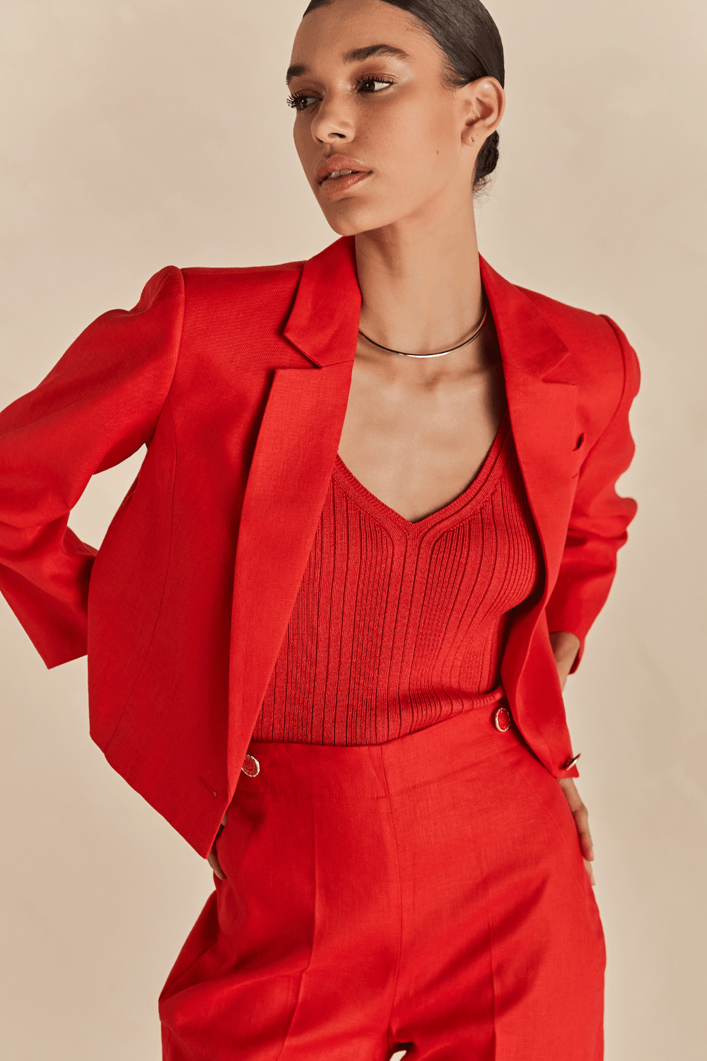 Regata Tricot Nervurado Tina - Vermelho Fragoline