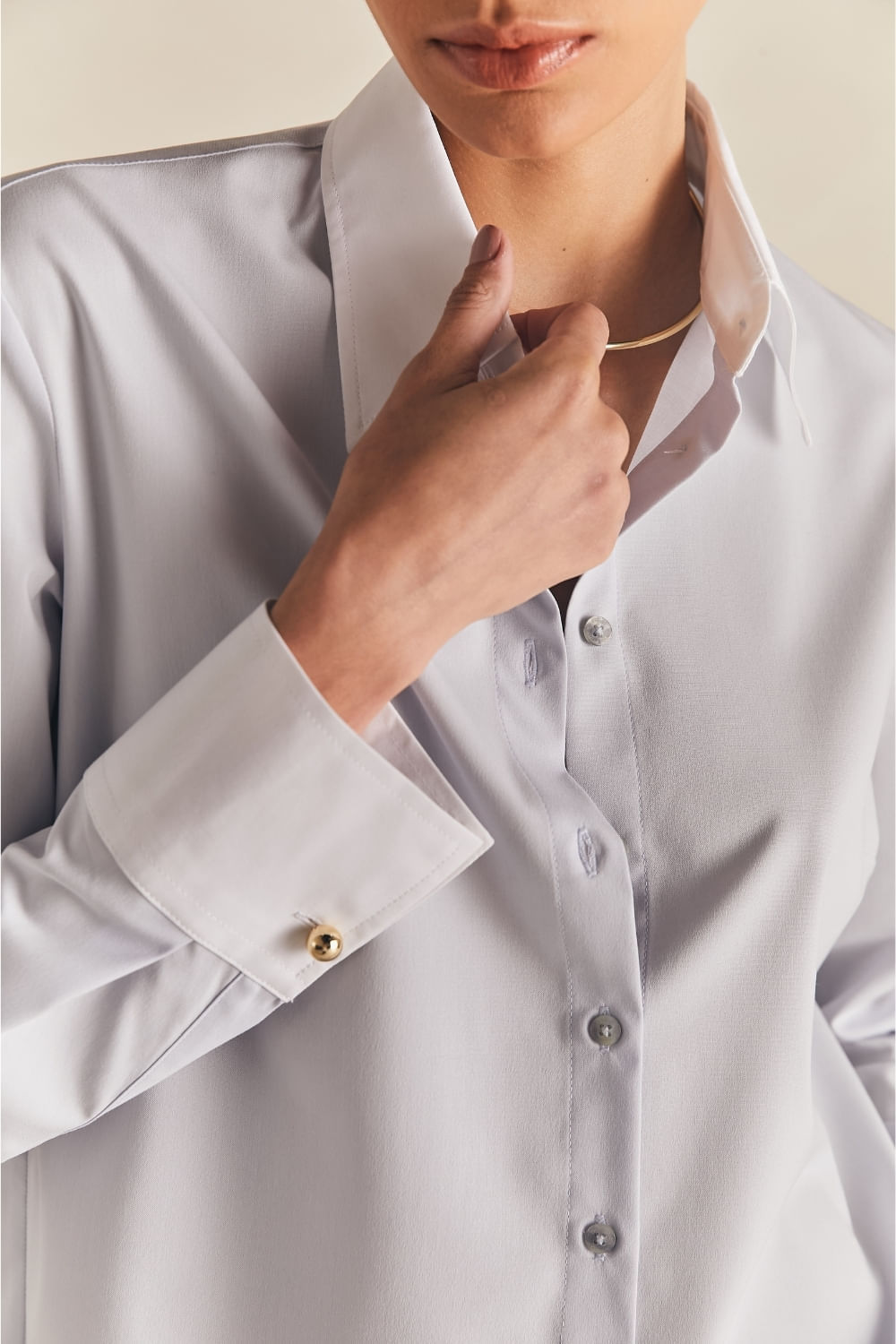 Camisa Alfaiataria Manga Longa Elisa - Gelo
