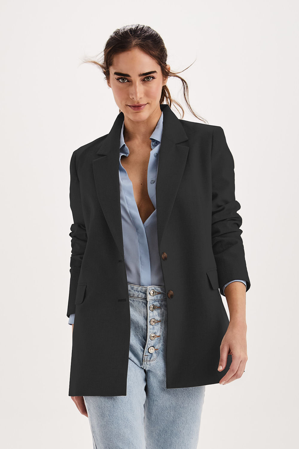 Blazer Alfaiataria Longo Charlotte - Chumbo